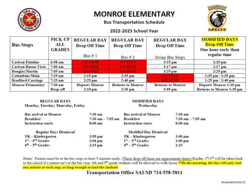 Updated Bus Schedule